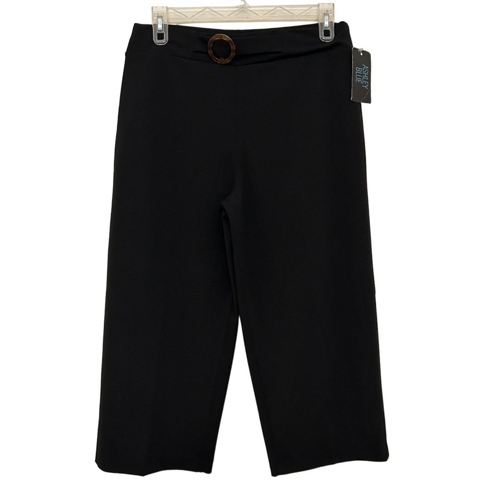 Ashley Blue Women’s Black Capri Pants Queen Size 1XL Career Gaucho Outfit NEW